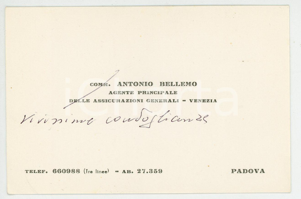 Libro, pubblicazione d epoca 1971 PADOVA Antonio BELLEMO Agente Assicurazione Generali  Biglietto AUTOGRAFO 1