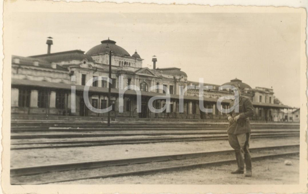 Fotografia d epoca originale 1941 WW2 LOZOVA UKRAINE Stazione ferroviaria  Italiano ARMIR Foto 14x9 cm 1
