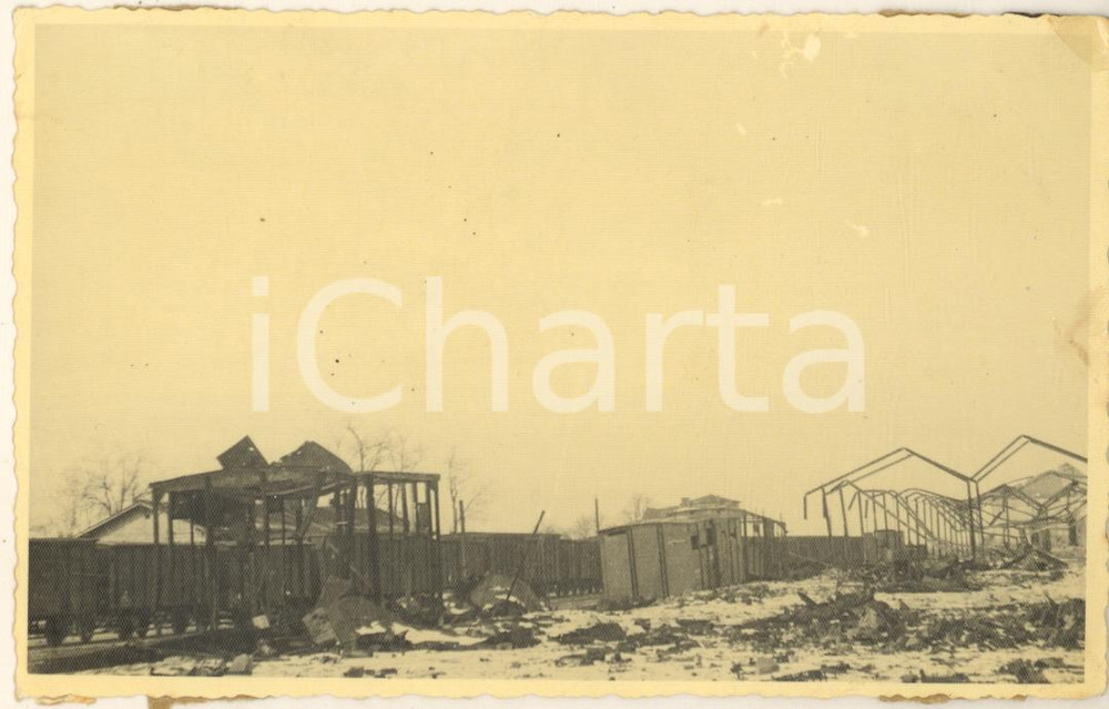 Fotografia d epoca originale 1942 WW2 Campagna di RUSSIA  Stazione ferroviaria bombardata dagli Stuka Foto 1