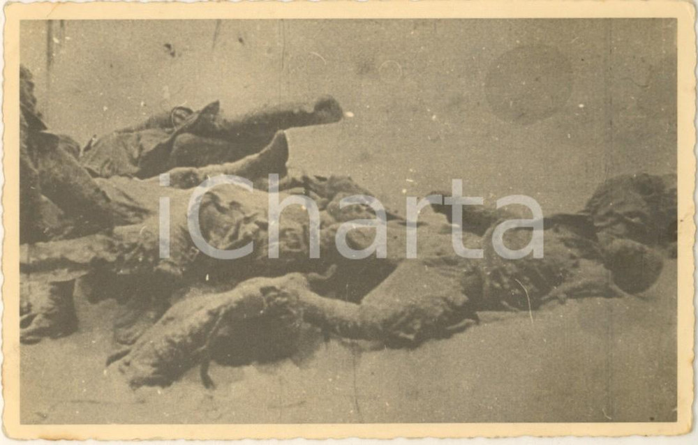 Fotografia d epoca originale 1942 WW2 Campagna di Russia  ARMIR  Morti italiani congelati Foto 14x9 cm 1
