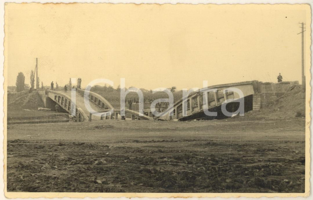 Fotografia d epoca originale 1942 WW2 Campagna di RUSSIA  UKRAINE  Ponte distrutto in un attacco Foto 1