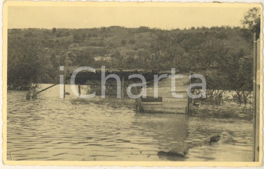Fotografia d epoca originale 1942 WW2 Campagna di RUSSIA  Area di DNIPRO Fiume Dnepr straripato Foto 1