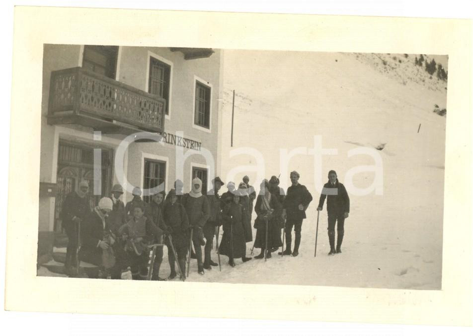 Fotografia d epoca originale 1919 TRINKSTEIN / PREDOI Alpinisti in arrivo al rifugio Foto VINTAGE 12x8 1