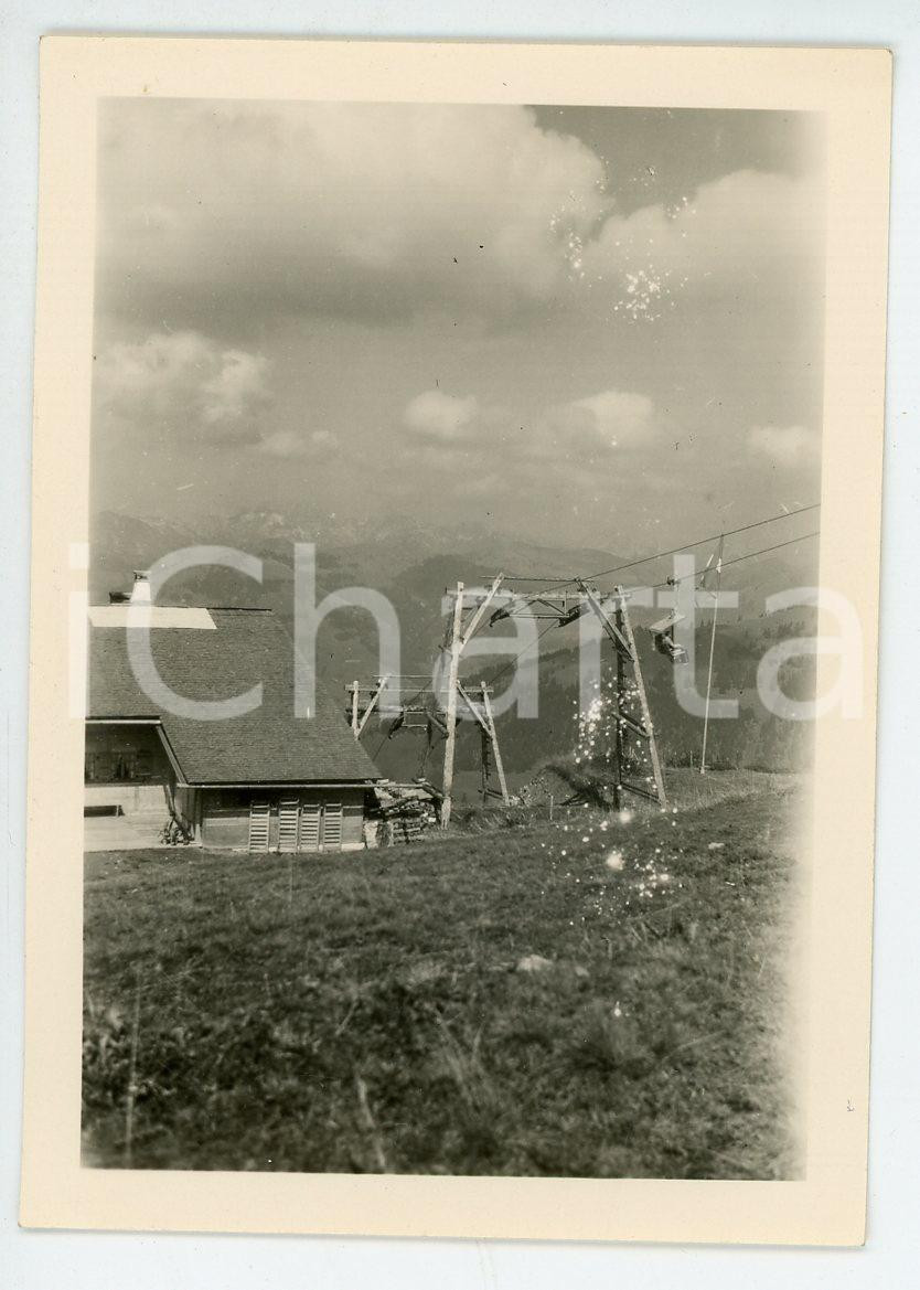 Fotografia d epoca originale 1947 SAANEN SWISS Seggiovia Gstaad  Wasserngrat  Foto 6x9 cm 1