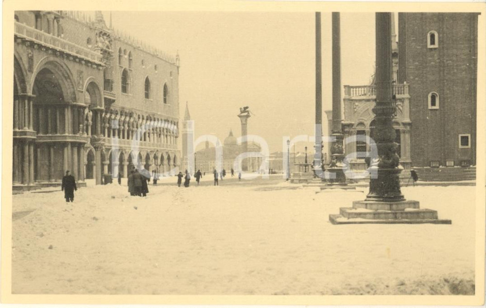 Fotografia d epoca originale Febbraio 1947 VENEZIA sotto la neve  Piazzetta San Marco Foto 14x9 cm 2 1