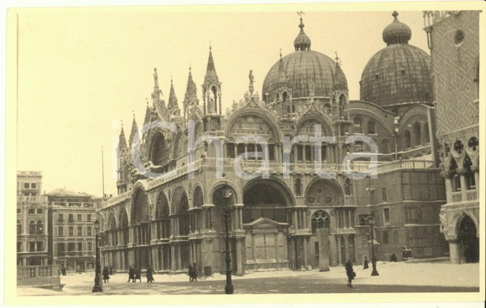 Fotografia d epoca originale Febbraio 1947 VENEZIA sotto la neve  Basilica di San Marco Foto 14x9 cm 1