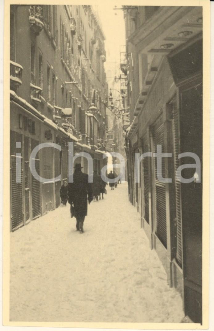 Fotografia d epoca originale Febbraio 1947 VENEZIA sotto la neve  Mercerie dell Orologio  Foto 9x14 cm 1
