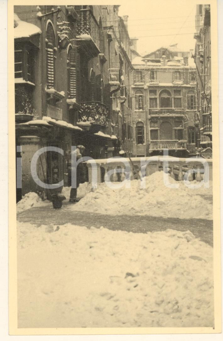 Fotografia d epoca originale Febbraio 1947 VENEZIA sotto la neve  Ponte dei Bareteri  Foto 9x14 cm 1
