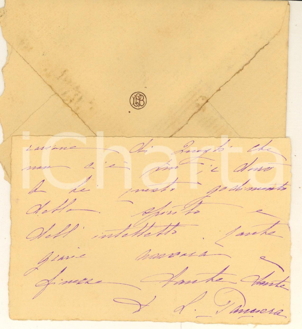Autografo originale 1934 VENEZIA Biglietto Lucia PANCIERA BARETTONI per ringraziamento Autografo 1