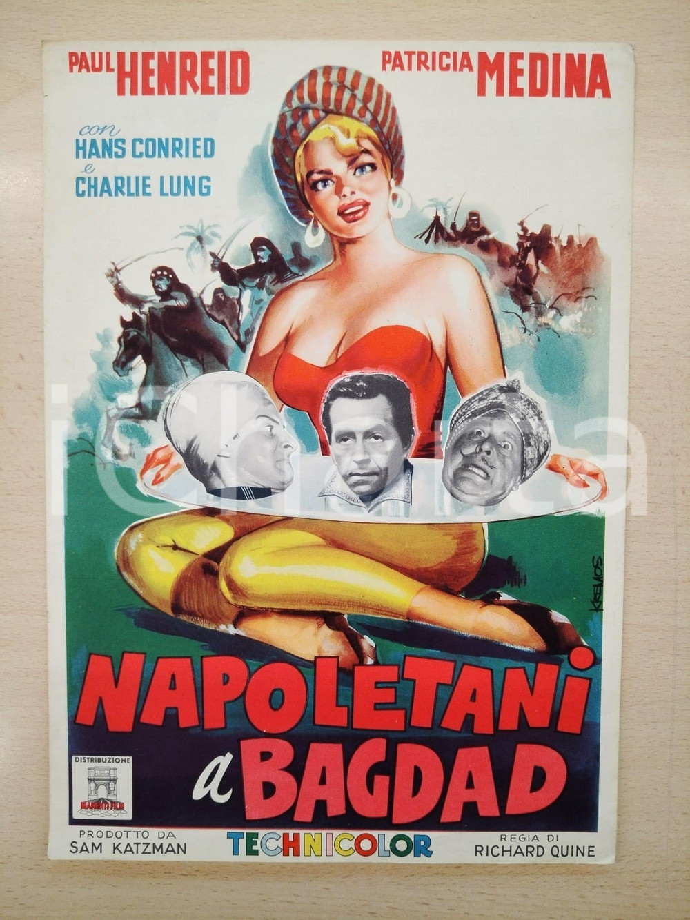 Materiale cinematografico d’epoca 1953 CINEMA  NAPOLETANI A BAGDAD Siren of Bagdad  Manifestino 22x31 cm 1