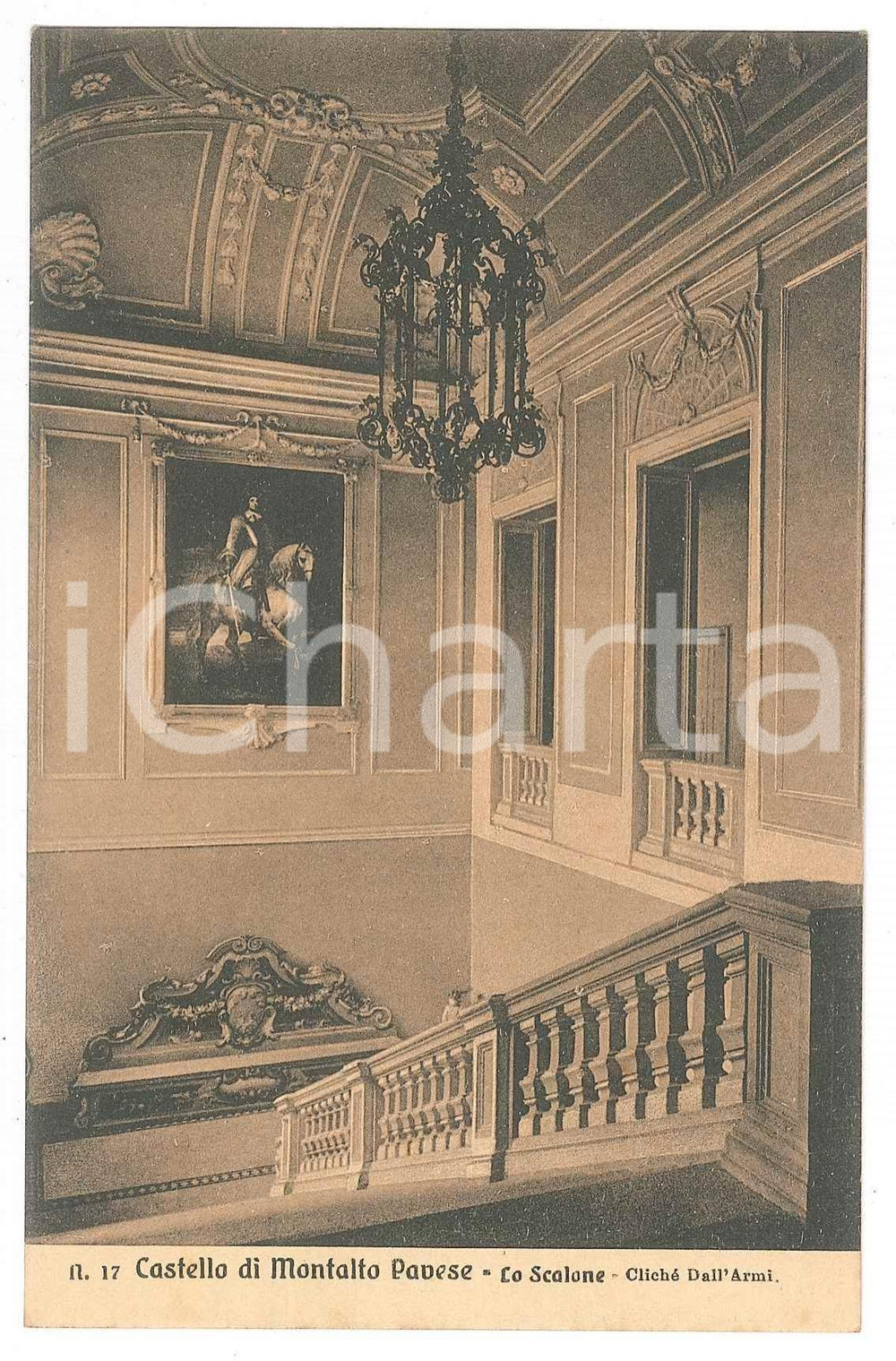 Cartolina originale da collezione 1935 ca MONTALTO PAVESE PV Scalone del Castello  Cartolina FP NV 1