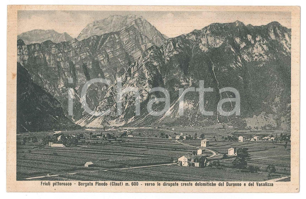 Cartolina originale da collezione 1936 CLAUT Borgata PINEDO Creste del Duranno e del Vacalizza  Cartolina FP VG 1