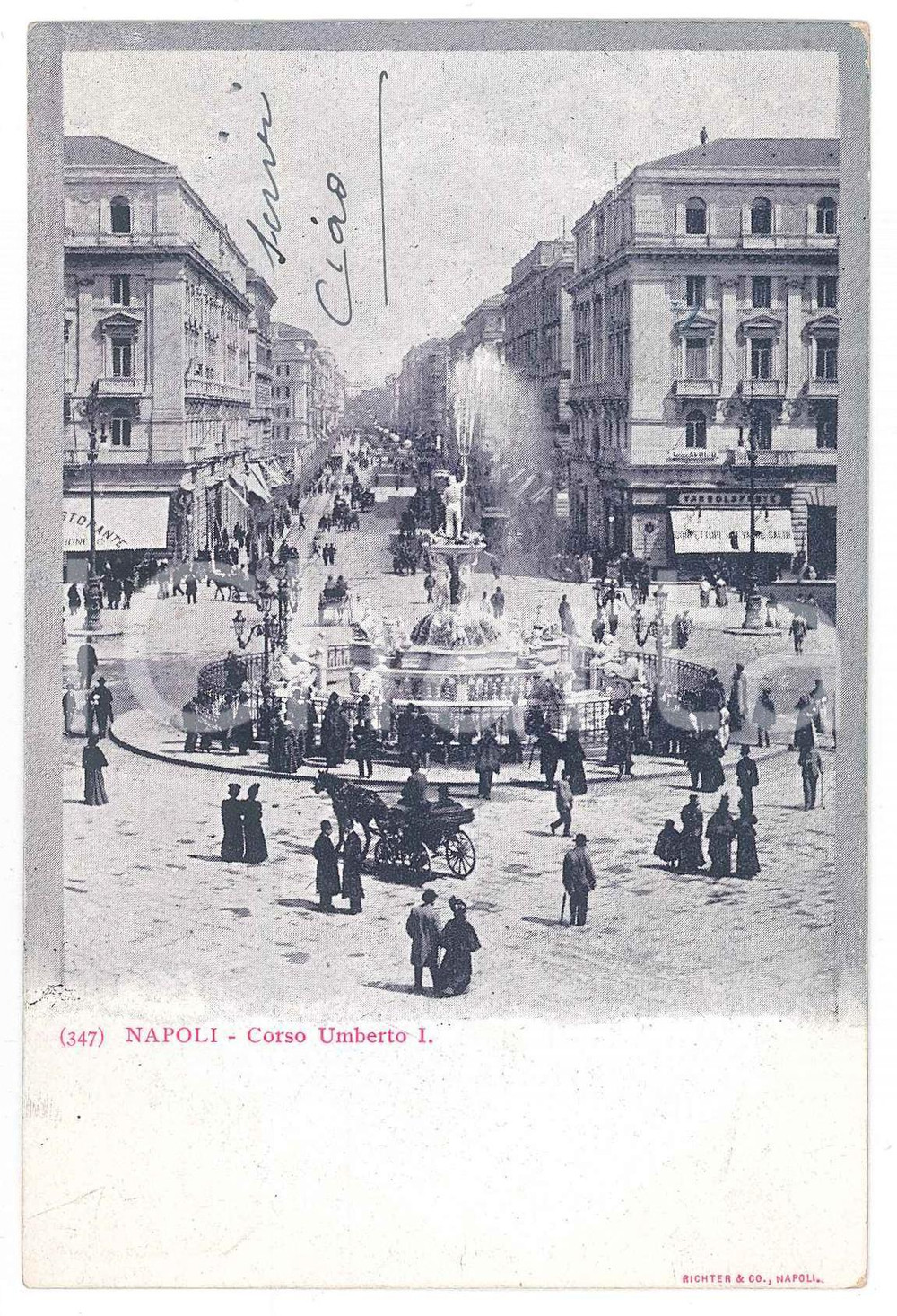 Cartolina originale da collezione 1900 ca NAPOLI Folla in Corso Umberto I   Cartolina FP VG 1