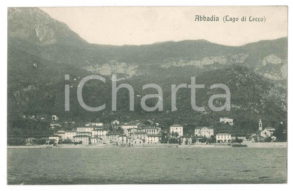 Cartolina originale da collezione 1924 ABBADIA LARIANA LC Il paese visto dal Lago di Como  Cartolina FP VG 1