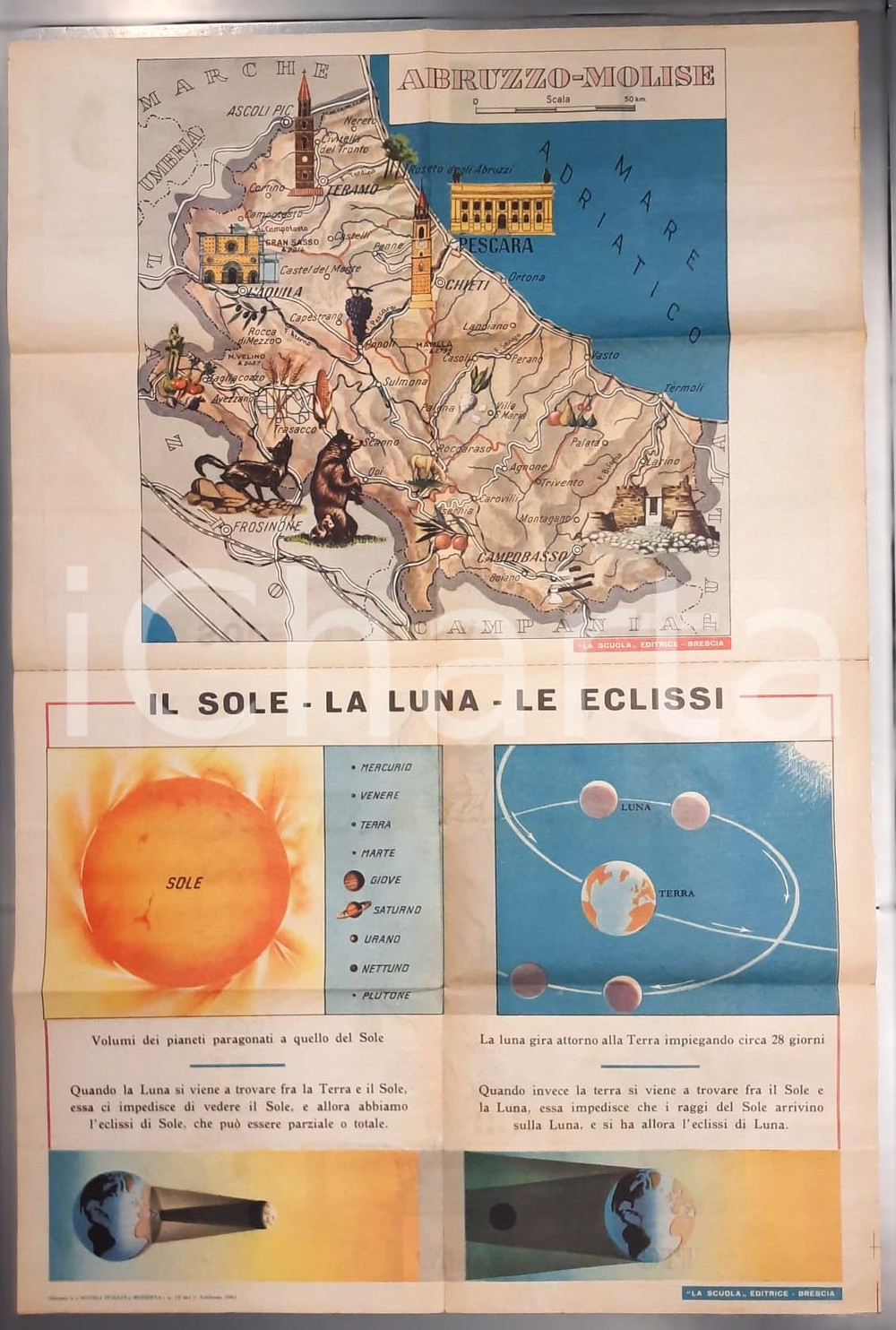 Mappa, planimetria storica 1961 PUGLIA  BASILICATA  SICILIA Cartina Allegato SIM Scuola Italiana Moderna 1