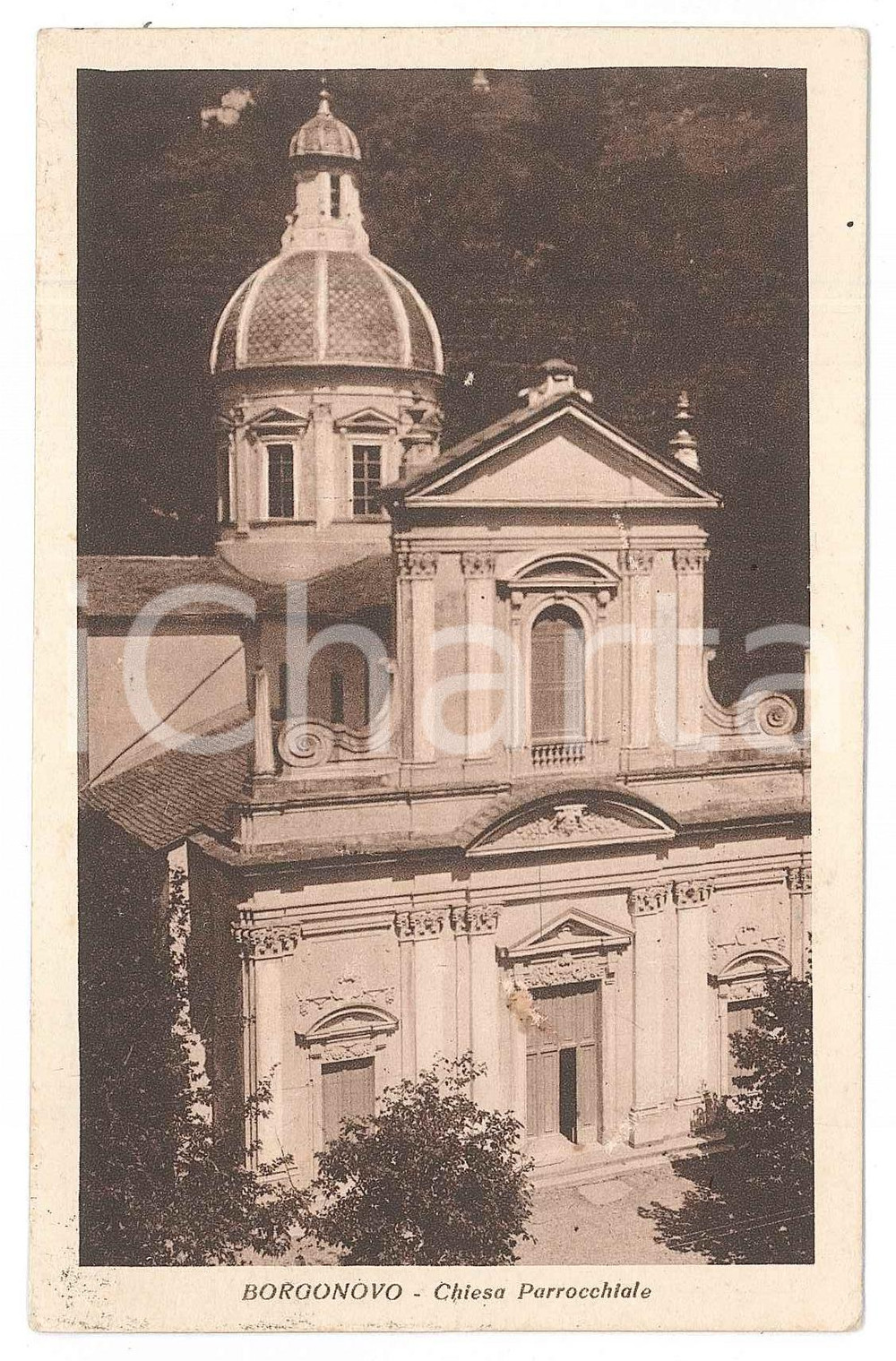 Cartolina originale da collezione 1945 ca MEZZANEGO Fraz. BORGONOVO LIGURE Chiesa Santa Maria della Neve Cartolina 1