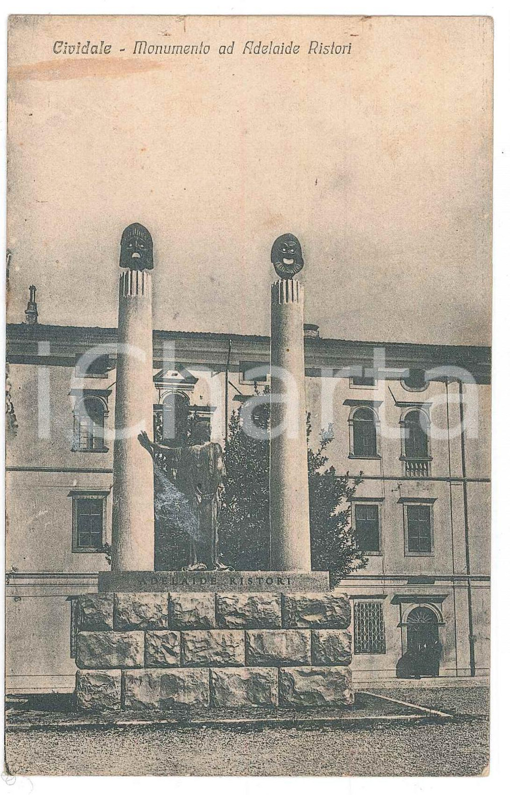 Cartolina originale da collezione 1926 CIVIDALE DEL FRIULI Monumento ad Adelaide RISTORI Cartolina FP VG 1