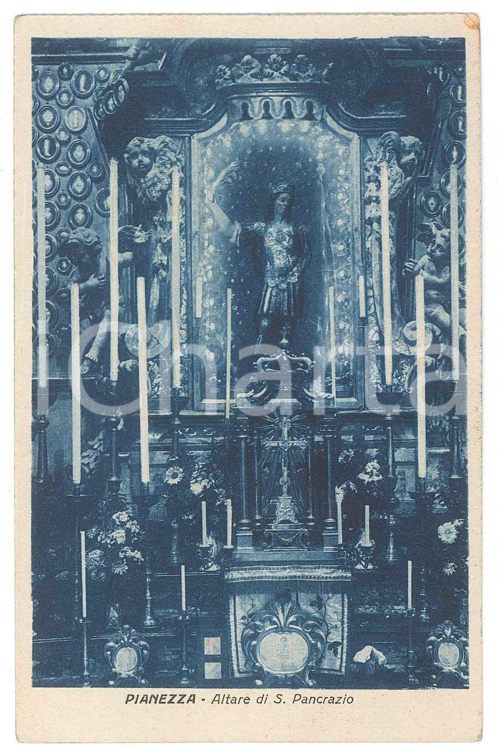 Cartolina originale da collezione 1934 PIANEZZA TO Santuario di San Pancrazio  Altare  Cartolina FP VG 1