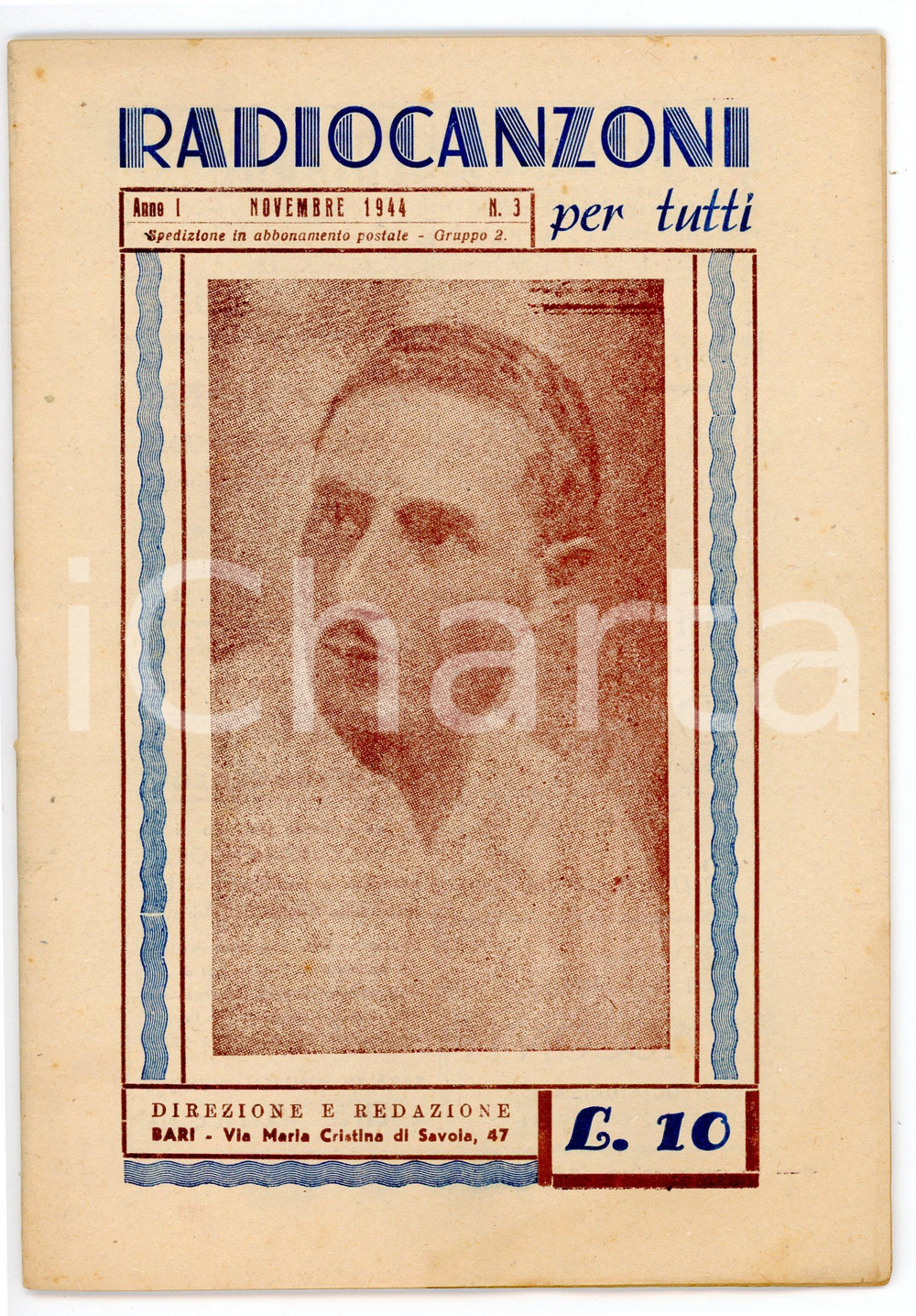 Giornale, rivista storica 1944 RADIO CANZONI PER TUTTI Anno I n. 3  Rivista 14x20 cm 1