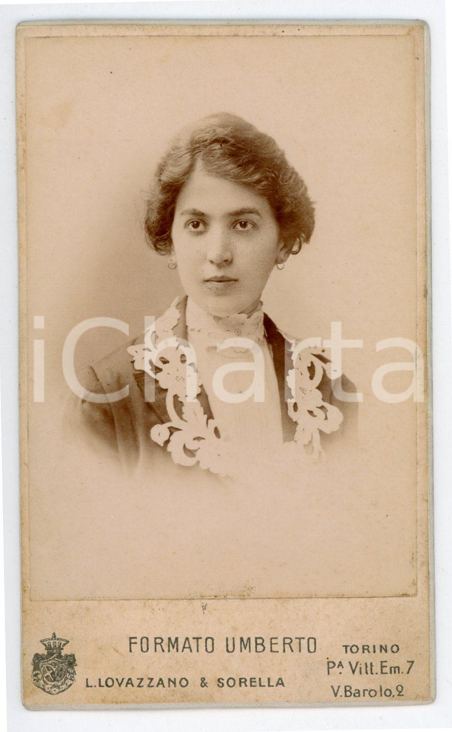 Fotografia d epoca originale 1910 ca TORINO Ritratto femminile CDV Formato Umberto  Foto LOVAZZANO E SORELLA 1
