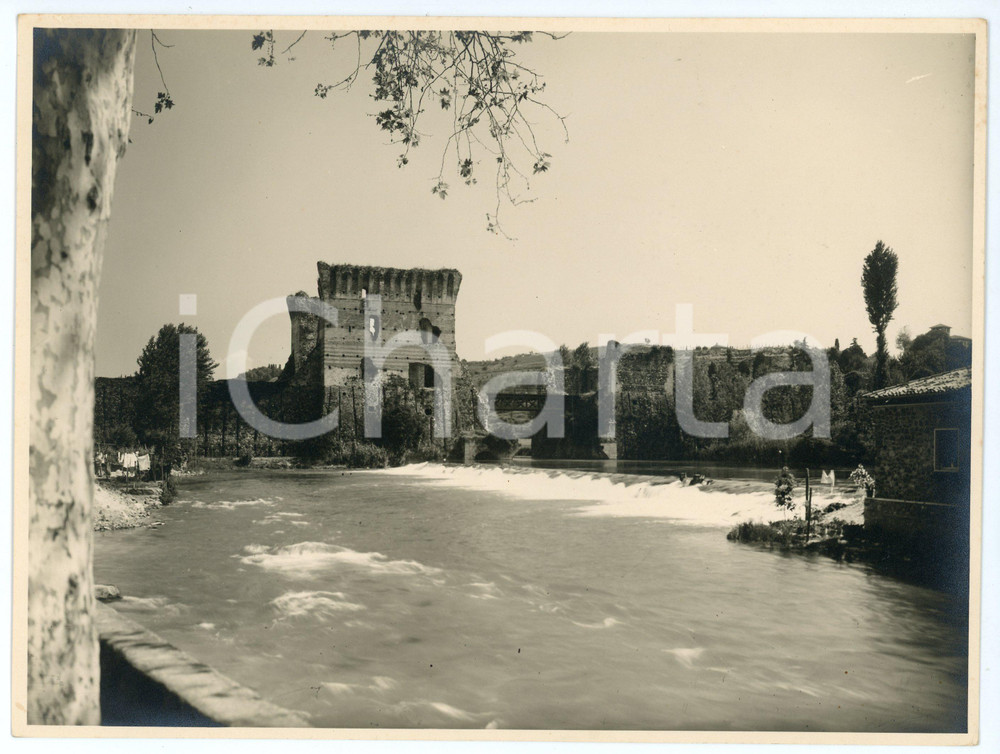 Fotografia d epoca originale 1950 ca VALEGGIO SUL MINCIO VR Ponte Visconteo  Foto 23x17 cm 1 1