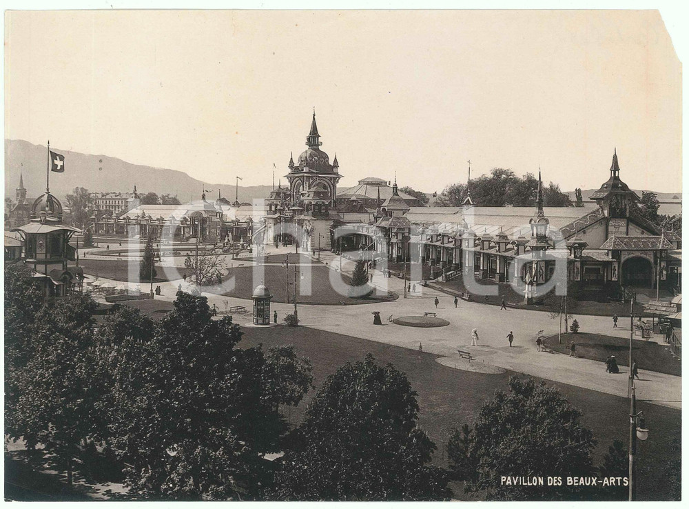 Fotografia d epoca originale 1896 GENEVE Exposition Nationale Suisse  Pavillon des BeauxArts Photo 22x17 1