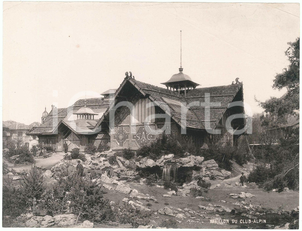 Fotografia d epoca originale 1896 GENEVE Exposition Nationale Suisse  Pavillon du Club Alpin Photo 22x17 1