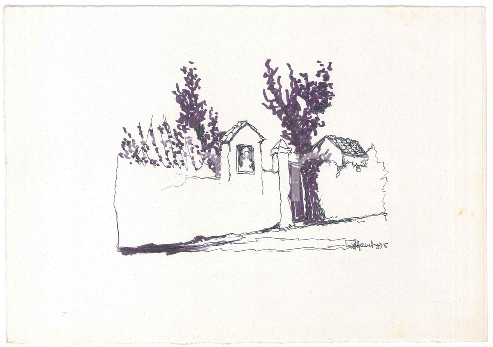 Opera d’arte autentica 1975 VILLA ESTENSE PD Achille GAMBERINI  Tabernacolo di cascina  Disegno 1