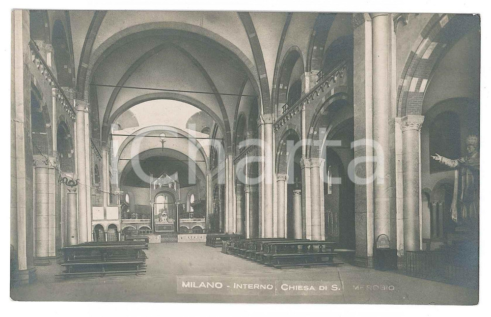 Cartolina originale da collezione 1920 ca MILANO Chiesa di Sant Ambrogio  Navata centrale  Cartolina FP NV 1