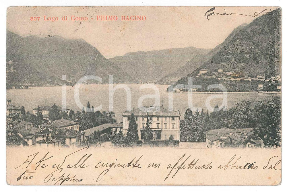 Cartolina originale da collezione 1904 LAGO DI COMO Vista del primo bacino  Cartolina FP VG 1