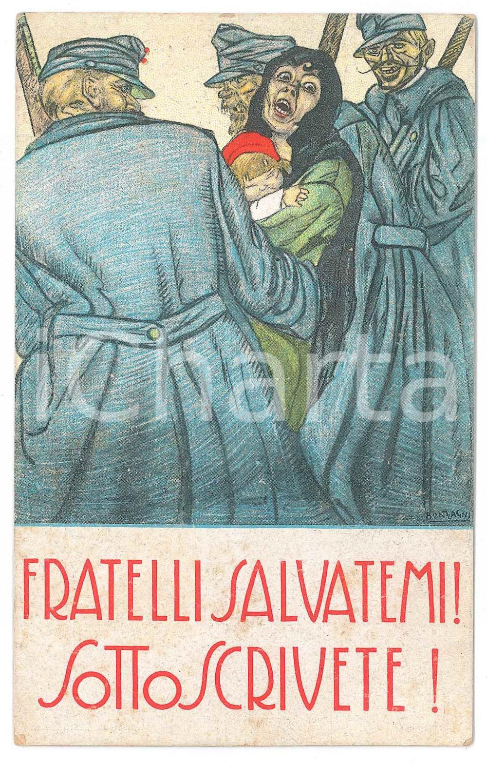 Cartolina originale da collezione 1918 ca  WW1  PRESTITO NAZIONALE Ill. Aroldo BONZAGNI Cartolina FP NV 1
