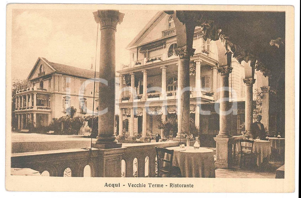 Cartolina originale da collezione 1916 ACQUI TERME Ristorante delle vecchie terme con cameriere  Cartolina FP NV 1