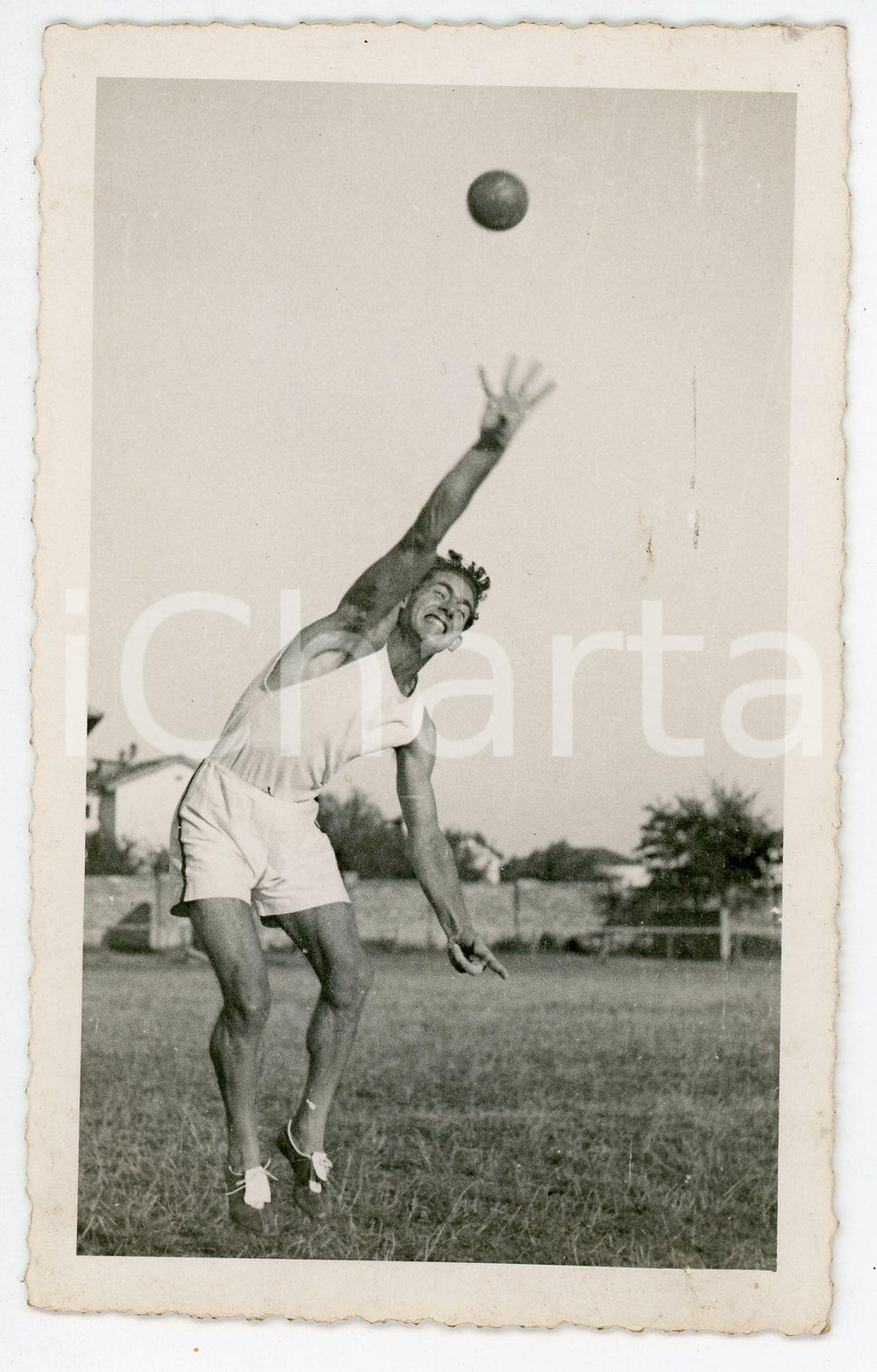 Fotografia d epoca originale 1936 ITALIA  ATLETICA Lancio del peso  Atleta durante un allenamento  Foto 1