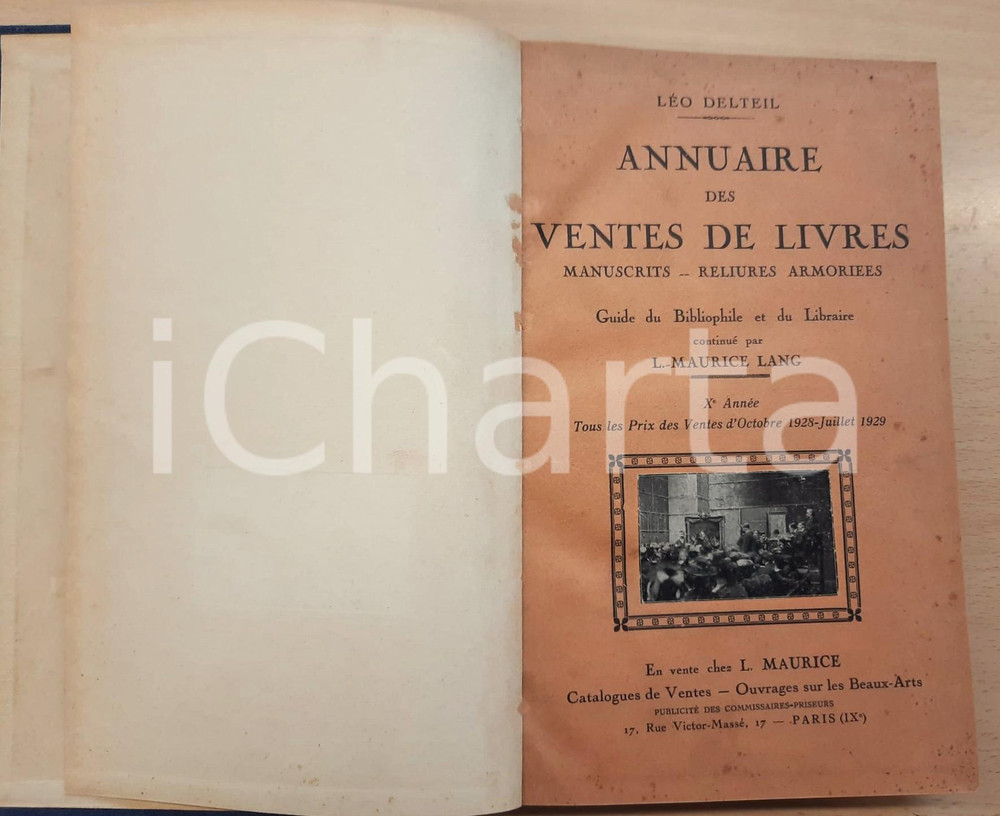 Libro, pubblicazione d epoca 19281929 PARIS Léo DELTEIL Annuaire des ventes des livres  Xe année 1