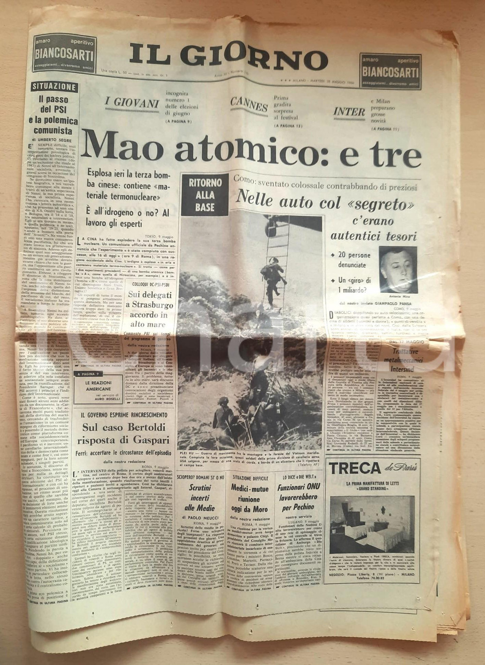 Giornale, rivista storica 1966 IL GIORNO Mao atomico  Terza bomba nucleare cinese Giornale 1
