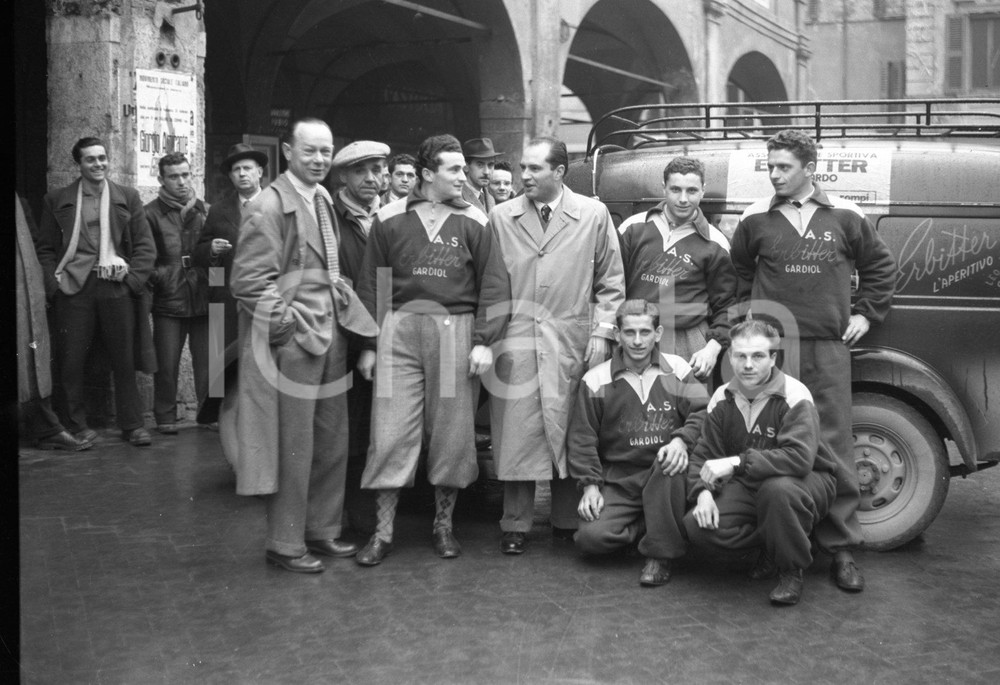 Fotografia d epoca originale 1950 BRESCIA  ERBITTER GAVARDO Leo DE LUCA Gino FILIPPINI NEGATIVO ORIGINALE 1