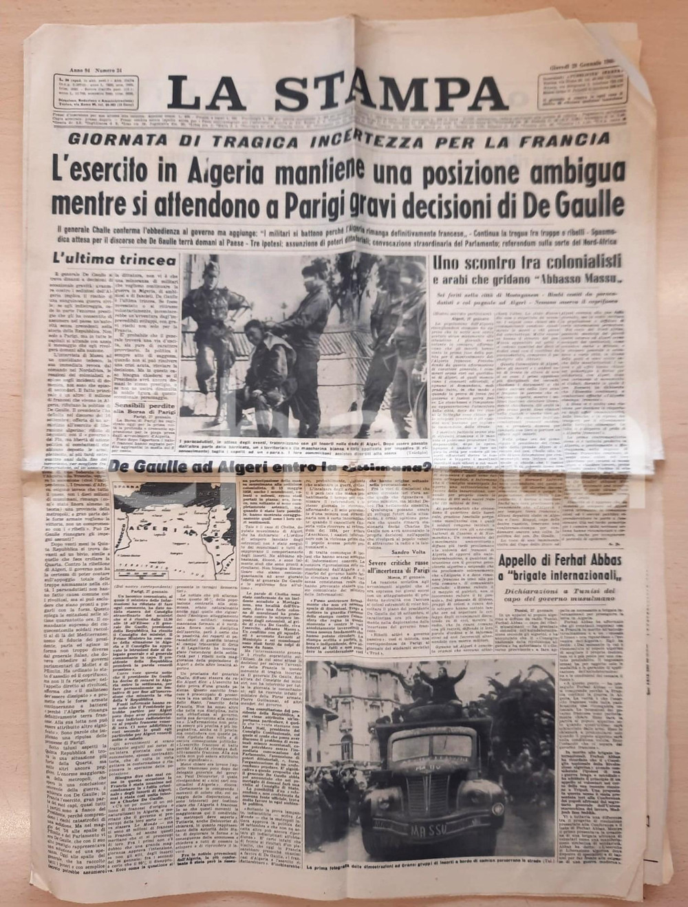 Giornale, rivista storica 1960 LA STAMPA Guerra d Algeria  Attesa per il gen. De Gaulle ad Algeri 1