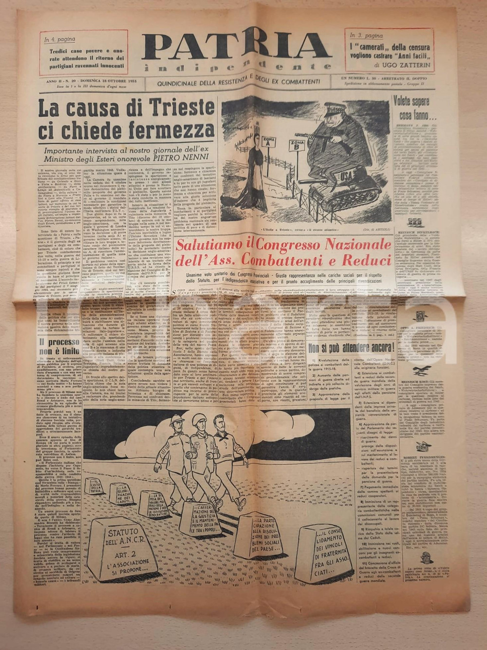 Giornale, rivista storica 1953 PATRIA INDIPENDENTE Intervista a Pietro Nenni sulla causa di Trieste 1
