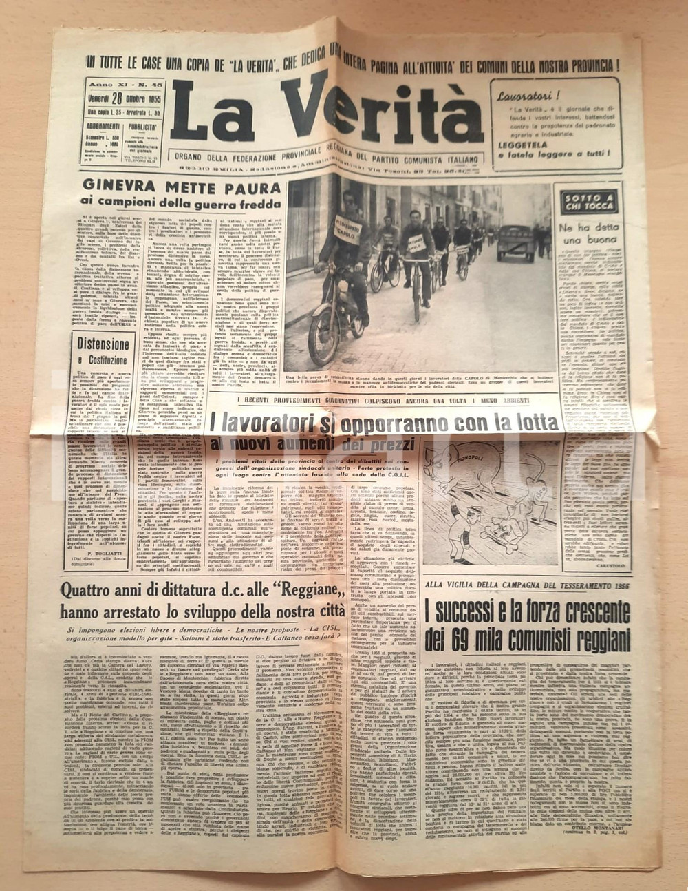 Giornale, rivista storica 1955 LA VERITÀ Lotta per acquedotto GABELLINA  CINQUECERRI malgovernata da DC 1