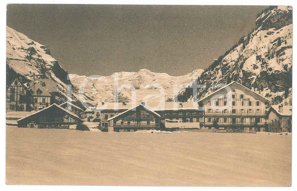 Cartolina originale da collezione 1920 ca GRESSONEYSAINTJEAN AO Hotel Mont Rose  Cartolina FP NV 1