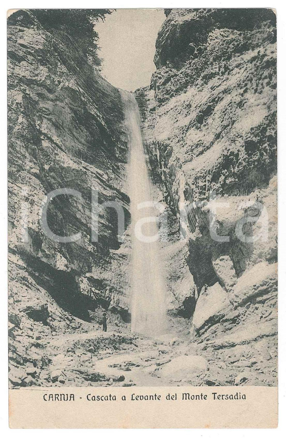 Cartolina originale da collezione 1909 CARNIA  FRIULI Cascata a levante del MONTE TERSADIA Cartolina FP VG 1