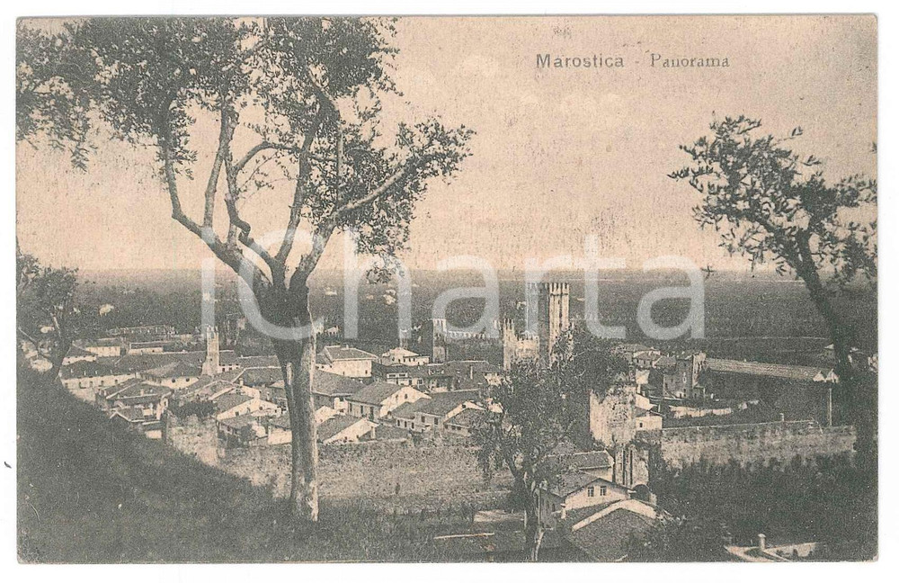 Cartolina originale da collezione 1916 MAROSTICA VI Panorama della città  Cartolina FP VG 1