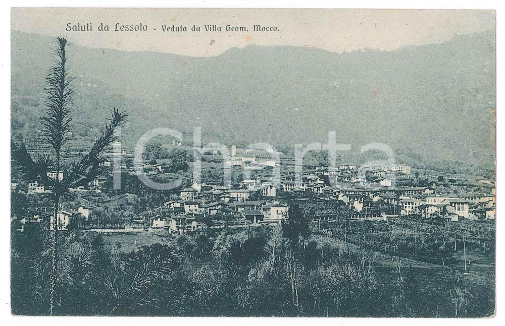 Cartolina originale da collezione 1927 LESSOLO TO Veduta dalla villa del Geom. MOCCO Cartolina FP VG 1