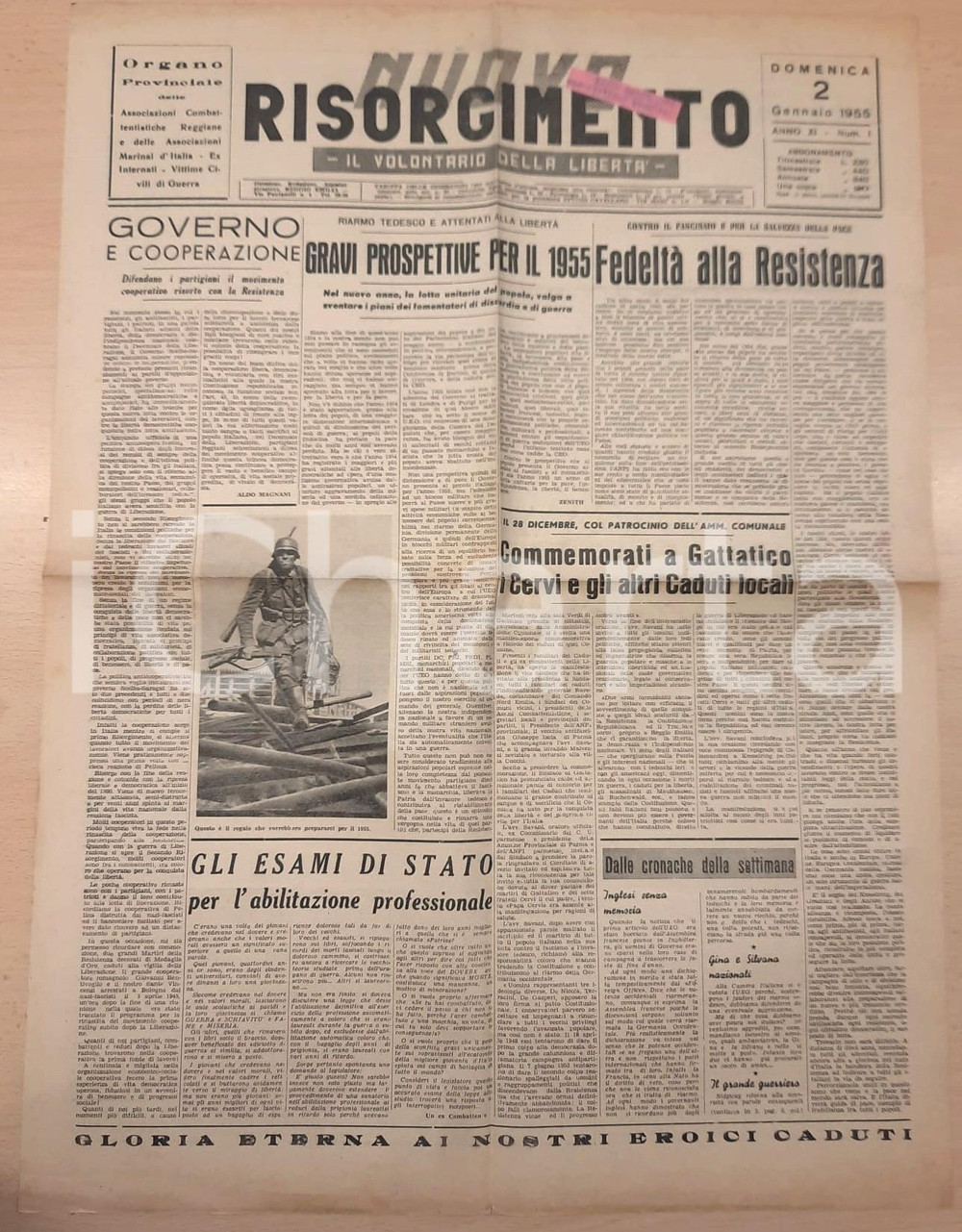 Giornale, rivista storica 1955 NUOVO RISORGIMENTO Commemorazione caduti a GATTATICO Giornale 1