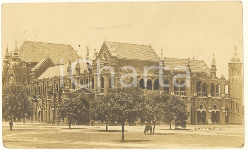 Cartolina originale da collezione 1915 INDIA Colonial Era  Jubbulpore Law Courts  RPPC postcard 1