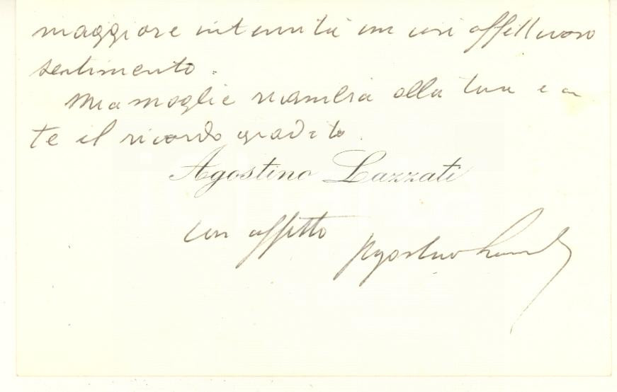 Autografo originale 1971 MILANO Agostino LAZZATI  Ringraziamento Biglietto da visita AUTOGRAFO 1