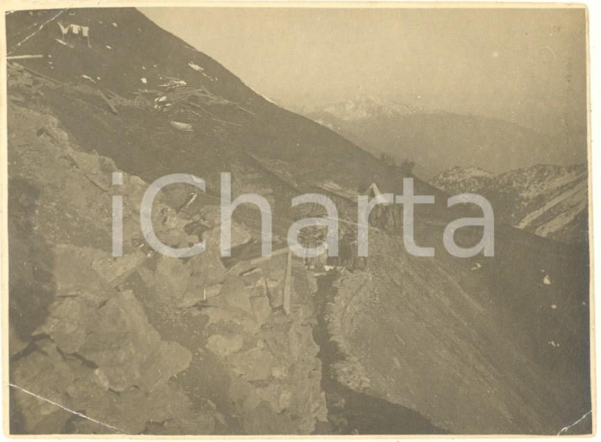 Fotografia d epoca originale Settembre 1916 WW1 ZONA DI GUERRA Batteria di montagna  Postazione Foto 11x8 1