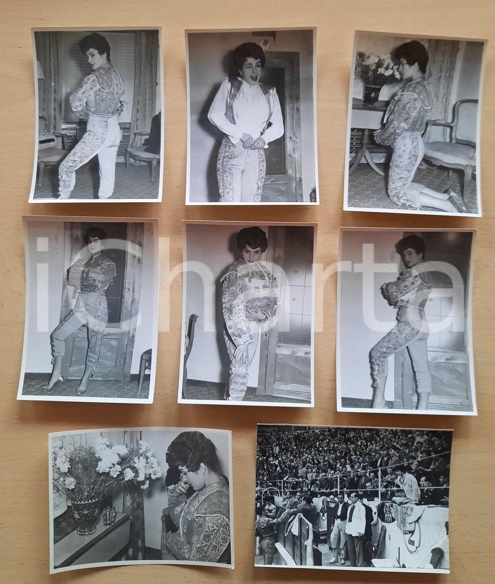 Fotografia d epoca originale 1958 ESPAÑA  CORRIDA  Lotto 8 foto modella torera / pubblico FOTO MATEO 12x9 1