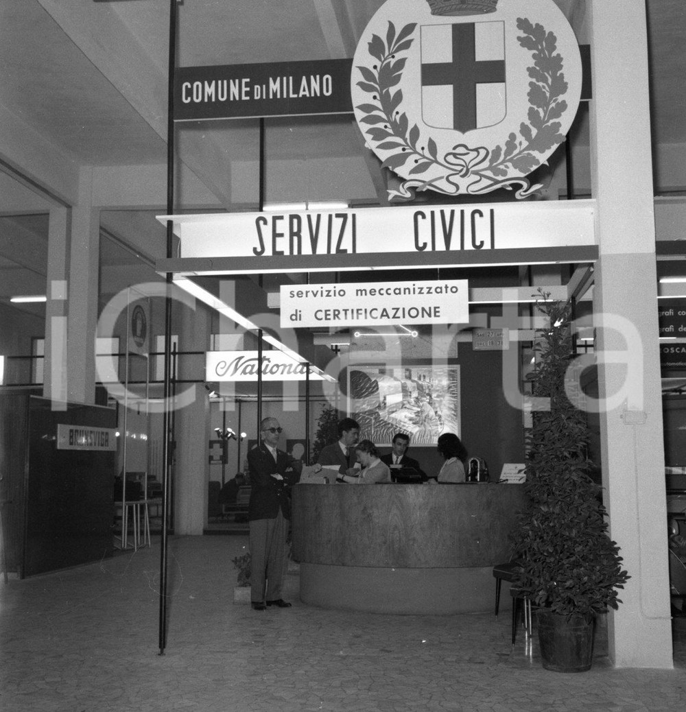Fotografia d epoca originale 1957 MILANO Fiera Campionaria Servizi Civici Stand  NEGATIVO ORIGINALE 1