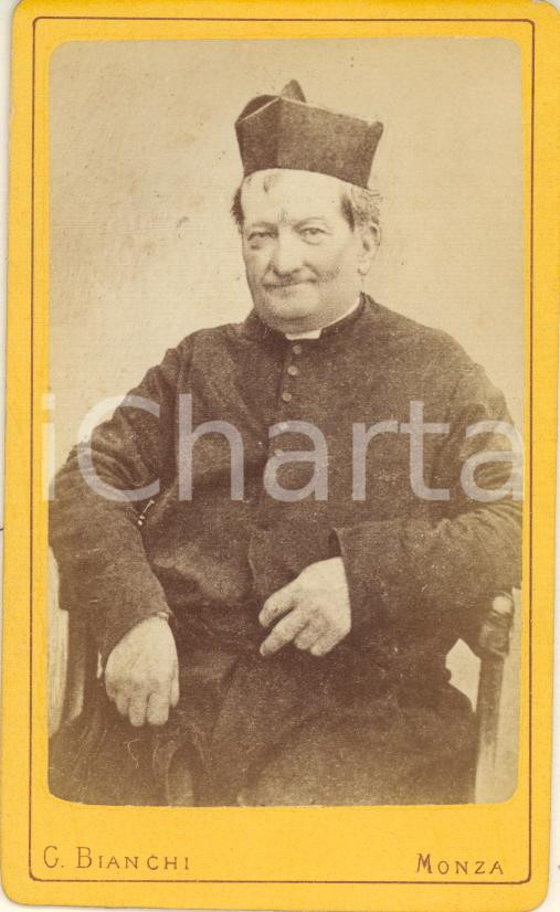 Fotografia d epoca originale 1800 ca MONZA Ritratto di un prelato Foto Gerardo BIANCHI CDV 1
